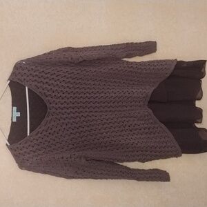 She & Sky purple faux 2 PC tunic with knit top and sheer lining